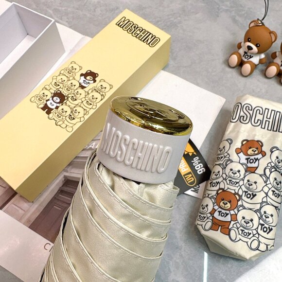 Moschino Cream Teddy Bear Print Folding Umbrella - Picture 2 of 10